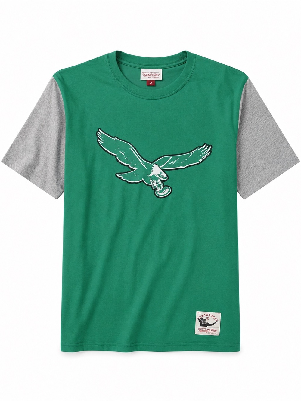 Mitchell & Ness Philadelphia Eagles Throwback Tee with Gray Sleeves